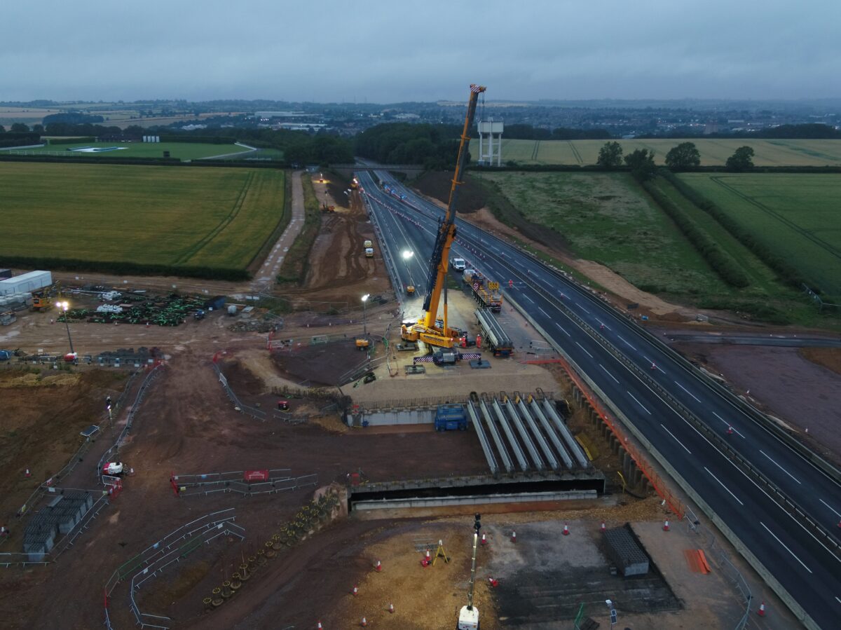 Grantham Southern Relief Road bridge beam lift a success