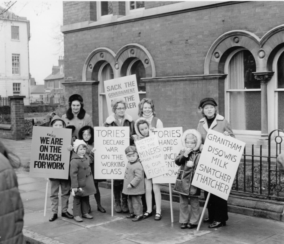 Grantham ladies in protest at Mrs Thatcher