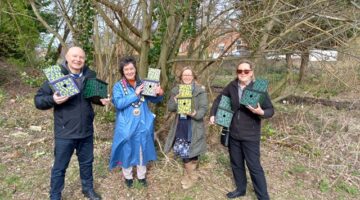 Dysart Park Grantham bird boxes made by offenders on probation