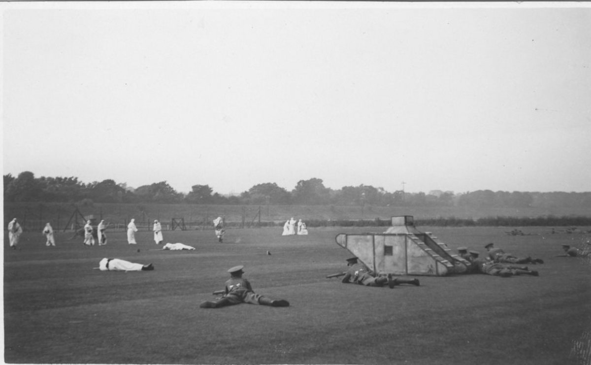 Grantham school playing field in wartime