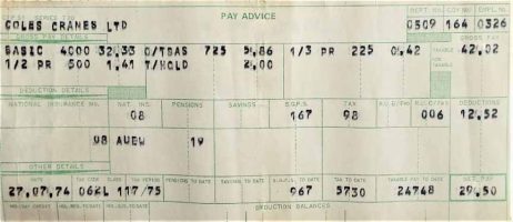 Grantham payslip – before minimum wage