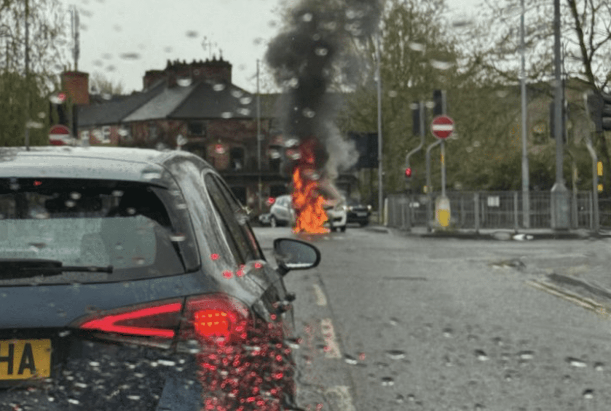 Car fire in town