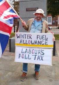 Grantham Grandad stages protest at scrapping Winter Fuel Allowance